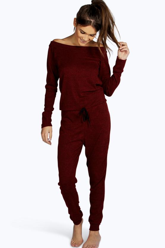 Ella Slash Neck Long Sleeve Lounge Jumpsuit